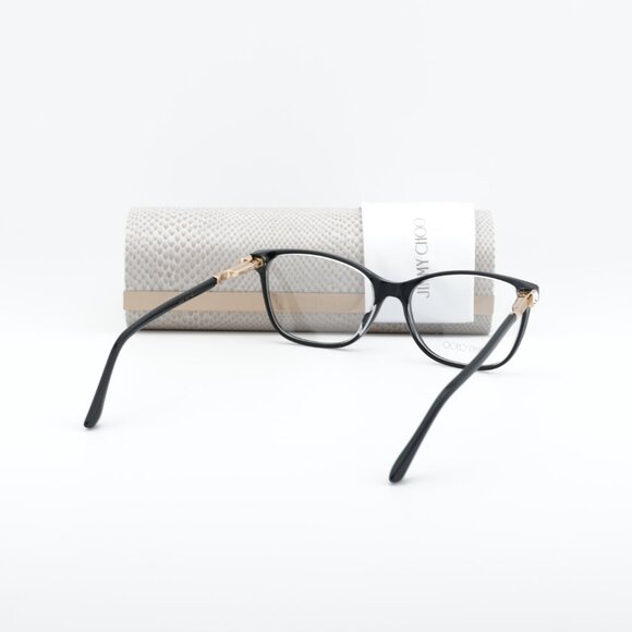 Jimmy Choo JC274 07C5 00 Rectangle 53mm Eyeglasses - Black/Crystal/Gold - Picture 10 of 10